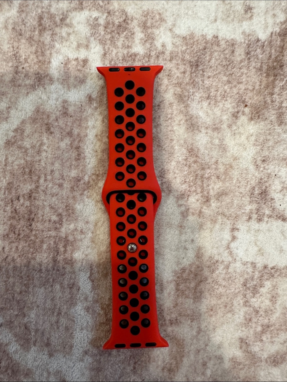 Red Silicone Sport Watch Band with Black Vent Holes